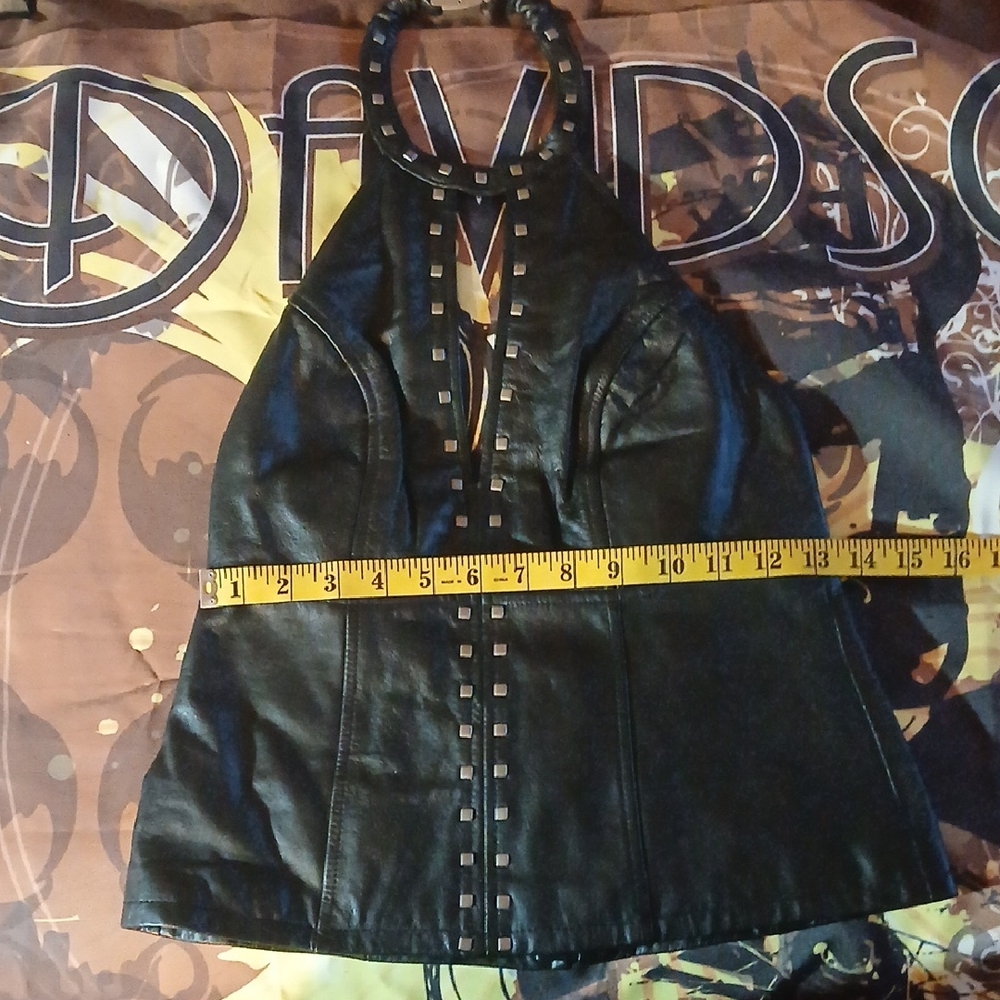 NWT Harley-Davidson Black Leather Halter Top